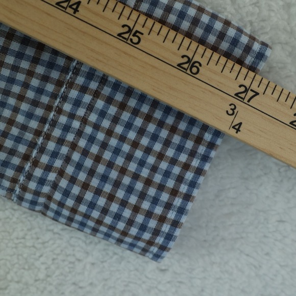 Eton Dress Shirt Men's Large L 16-41 Blue/Brown Gingham Check Contemporary Fit - Picture 10 of 12
